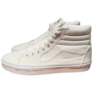 VANS Sk8-Hi Men's 10/W11.5 True White Sneakers Leather Cuff Canvas Skate Shoes